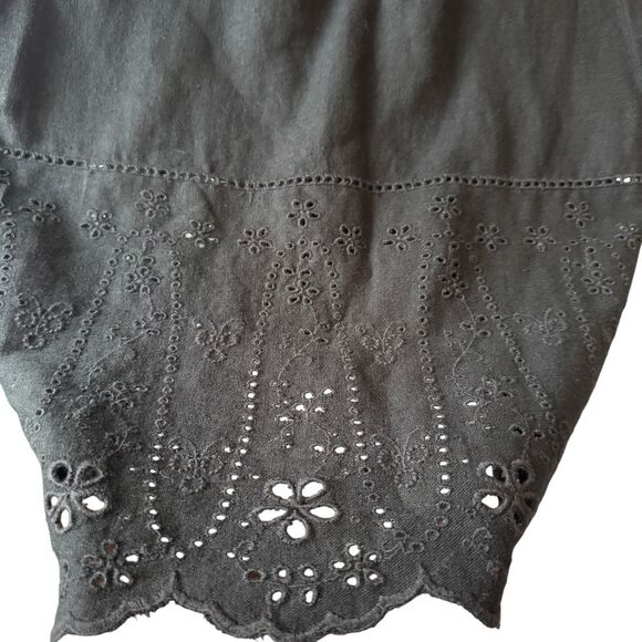 NWT Old Navy Womens L Petite Black Dress Linen Mix Eyelet Cap Sleeves - Picture 4 of 8